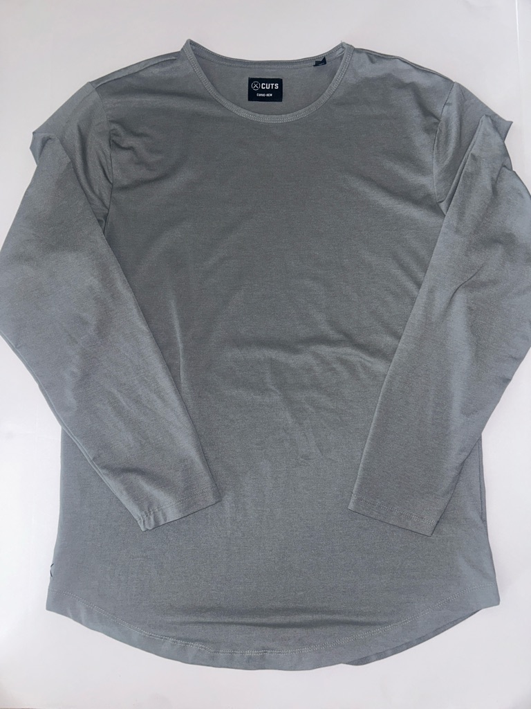 Mens Cuts Curve-Hem Long Sleeved Shirt